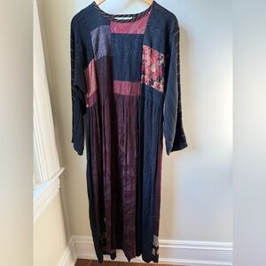 DONNA JESSICA‎ Vintage Lagenlook Patchwork Boho Art to wear Dress 90s Baggy XL